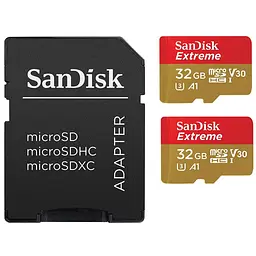 Карта пам'яті SanDisk 32GB microSD class 10 UHS-I U3 V30 A1 Extreme (SDSQXAF-032G-GN6AT) - мініатюра 1