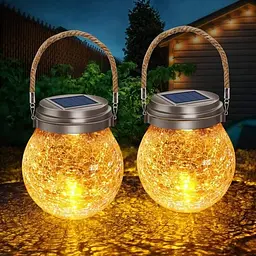 Декоративна кришталева скляна LED куля для тераси / Садовий ліхтар на сонячній батареї garden light jar - мініатюра 2