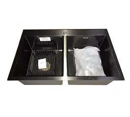 Мийка кухонна Kraft Handmade HS7848-20 подвійна + кошик 780х480х230х3 мм Чорний 30412