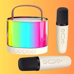 Дитяче караоке з 2ма мікрофонами K12 зі зміною голосу Bluetooth колонка з RGB підсвічуванням - мініатюра 2