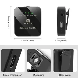 Мікрофон Puluz для iPhone/iPad 8-контактний приймач і два мікрофони Black (PU647B) - мініатюра 2