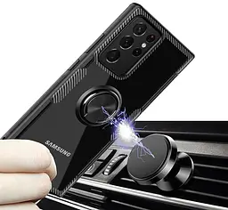 Чохол Primolux Ring Magnetic Stand для Samsung Galaxy S21 Ultra (SMG998 / G9980) Black - мініатюра 4