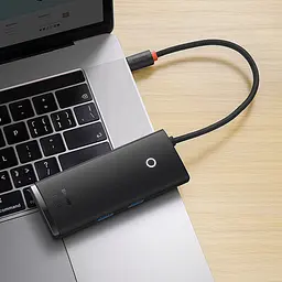 USB-хаб Baseus Lite Series 6-Port Type-C HUB Docking Station (Type-C to HDMI+USB3.0*2+PD+SD/TF) Black (WKQX050101) - мініатюра 8