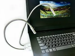 Ліхтарик гнучкий металевий USB LED лампа 32см підсвічування для ноутбука працює від будь-яких пристроїв з USB-портом UKC - мініатюра 6