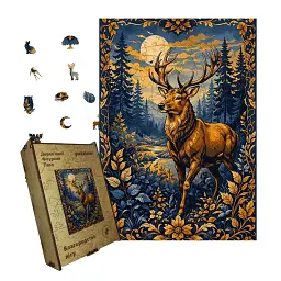 Дерев'яний фігурний пазл puzzlean Благородство лісу, А3, Картонна коробка 200 елементів
