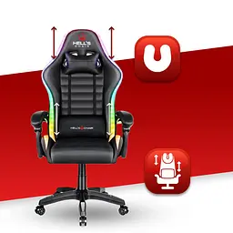 Комп'ютерне крісло Hell's HC-1003 LED RGB Black - мініатюра 6