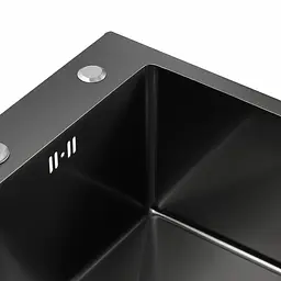 Кухонна мийка Platinum Handmade 50x45 PVD чорна (сифон круглий чорний 3.0/0.8) - мініатюра 4