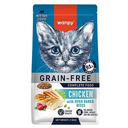 Сухий корм для кошенят Wanpy Kitten Grain Free Chicken Ванпі беззерновий з куркою 1.5 кг