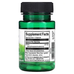Стимулятор тестостерона Swanson DHEA 25 mg, 30 капсул - мініатюра 2