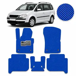 Килимки в салон EVA для Volkswagen Touran I / II 2003-2015 (Металевий підп'ятник) Сині 5 шт