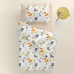 Дитяча постільна білизна в ліжечко ANIMALS CS17, бежевий (AnimalsAutumnForest_Magnolia110x160_140) - мініатюра 2
