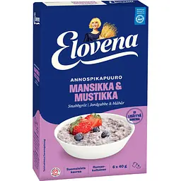 Уцінка. Набір каша швидкого приготування Elovena полуниця та чорниця 240 г (40 г х 6 шт.) - мініатюра 1