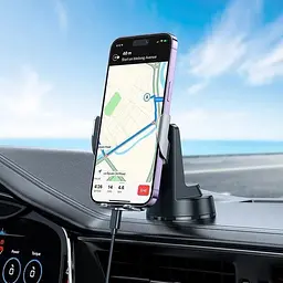 Тримач з бездротовою зарядкою HOCO HW27 Traveler infrared RGB wireless car holder (center console) 15W - мініатюра 8