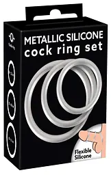 Набір ерекційних кілець You2Toys Metallic Cock Ring Set 3 шт. сріблястий - мініатюра 3