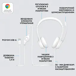 Навушники Logitech H390 USB White (981-001286) - мініатюра 6