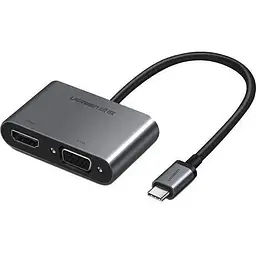 Хаб Usb Ugreen CM162, чорний, Type-C 3.1 - 1xType-C (100 Вт) / 1xUsb 3.0 / HDMI 4K / VGA, кабель 25 см (50505)