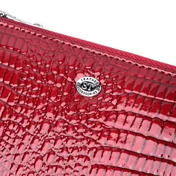 Фактурний клатч на два відділення з лакованої натуральної шкіри ST Leather 22692 червоний - мініатюра 9