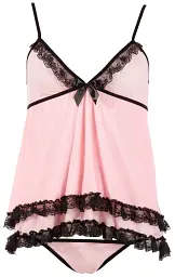 Комплект Cottelli Collection Lingerie Babydoll and String M рожевий - мініатюра 4