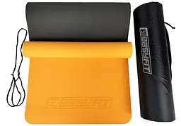 Килимок для йоги та фітнеса EasyFit TPE+TC 6мм двошаровий + Чохол помаранчевий з чорним (EF-1924s-ORB) - мініатюра 5