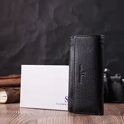 Велика ключниця з функцією гаманця з натуральної шкіри ST Leather 22492 чорна - мініатюра 10