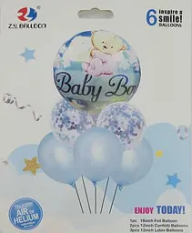 Набір повітряних кульок /1212-11-B/ "Baby-boy" 6шт.(1шт.-45см, 5шт.-30см) блакитний