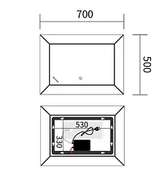 Дзеркало Mixxus Premium CUBIC MR14-70x50-REVERSE (LED Touch, Anti-fog) (MP6647) - мініатюра 6
