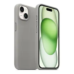 Кожаный чехол-панель для Apple iPhone 15, FAKE Leather Case, серый, искусственная кожа, премиум, противоударный, защита всего корпуса, с мягкой подкладкой, поддержка MagSafe и беспроводной зарядки, ArmorStandart (ARM76289) - мініатюра 3
