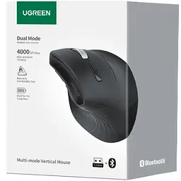 Мишка UGREEN 2.4GHz MU008, бездротова, 4000dpi., 4кн.,Silence Design, Чорна - мініатюра 4
