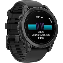 Смарт-годинник Garmin Fenix E 47mm AMOLED Slate Gray Steel with Black Silicone Band (010-03025-03/01) [116556] - мініатюра 2