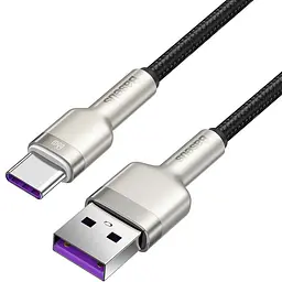 Дата кабель Baseus Cafule Metal USB to Type-C 66W (1m) (CAKF00010) Black - мініатюра 2
