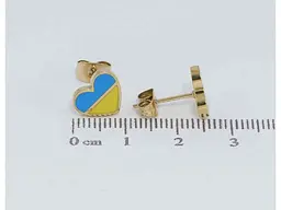 Сережки Xuping TTM Stainless Steel колір 14К пусети "Сердечки Патріотичні жовто-блакитні" (169095) - мініатюра 2