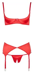 Комплект білизни Cottelli Lingerie Shelf Bra Set otwarty, 80B/M (червоний) - мініатюра 7