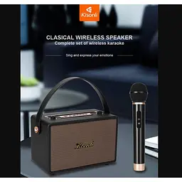 Портативна колонка ретро для караоке Kisonli G100 Bluetooth 1800 mAh 20 Вт 1 мікрофон Brown - мініатюра 3