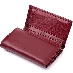 Симпатичний жіночий гаманець у три складання з натуральної шкіри ST Leather 19470 бордовий - мініатюра 8