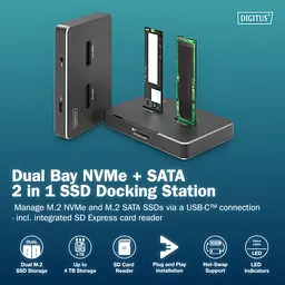 Digitus Док-станція USB-C > 2xSATA SSD/SD - мініатюра 8