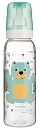 Пляшка з вузьким отвором 250 мл з малюнком і ручкою "BPA FREE" колекція "Веселі звірята" Бірюзова