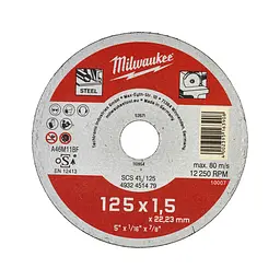 Диск відрізний для металу MILWAUKEE, SCS 41/125х1,5, діаметр 125 мм