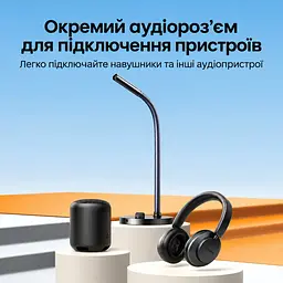 Настільний мікрофон для комп’ютера UGREEN CM564 з підключенням USB-A без шумозаглушення всеспрямований 360° 16 біт 48 кГц з регулятором гучності мікрофона з вимкненням мікрофона та світлодіодною індикацією з аудіовиходом 3,5 мм для навушників або колонок для Windows macOS Linux з автоматичним розпізнаванням при підключенні на гнучкій стійці з протиковзними накладками на основі чорний (90416) - мініатюра 3