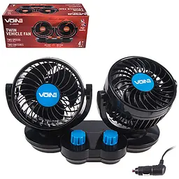 Вентилятор автомобільний Voin подвійний 4" 12V 6.5W (HX-T307) - мініатюра 3