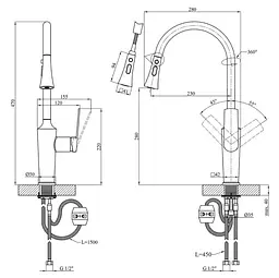 Змішувач для кухні Kroner KRP Makon - GRP030-T (CV033865) - мініатюра 8