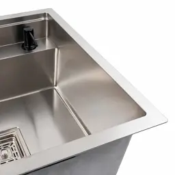 Кухонна мийка Platinum Handmade TZ одночашева зі змішувачем квадратна з нержавіючої сталі 50x50x20 см - мініатюра 5