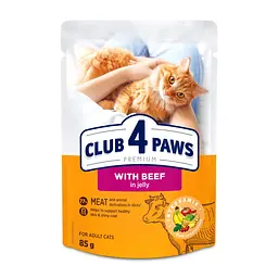Влажный корм для котов Club 4 Paws с говядиной в желе 85 г B5621601