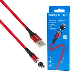 Кабель BOROFONE BU16 Skill magnetic, USB to Micro, 1.2m, nylon braid, aluminum alloy connectors, Червоний