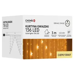 Гірлянда Chomik Штора зірки 136 LED теплий білий, 3 м, від мережі (5900779880030)