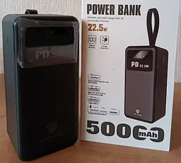 Power Bank 50000mAh зі наскрізною зарядкою портативна батарея для смартфона планшета роутера USB зовнішній акумулятор повербанк із швидкою зарядкою 22.5W ліхтариком та дисплеєм LENYES РХ521D