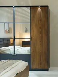 Шафа для одягу Perfect Home Мілтон / Milton 4-дверна з дзеркалом 4D2S/220 Каштан/антрацит (PFH-091085) - мініатюра 11
