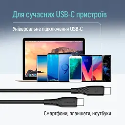 Дата кабель USB-C to USB-C 1.0m 3A 60W textured PVC black ColorWay (CW-CBPDCC094-BK) - мініатюра 7