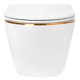 Підвісний унітаз Rea Carlo white mini flat gold edge REA-C1222, Білий - мініатюра 2