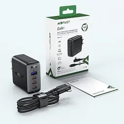 Зарядний пристрій Acefast A37 USB/3 Type-C QC PD 100W чорний + кабель Type-C to Type-C - мініатюра 7
