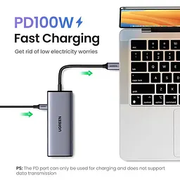 Хаб USB 3.0 Type-C -> 1хUSB-A 3.0/3хUSB-A 2.0/2xHDMI 4K 30Гц PD CM498 Ugreen - мініатюра 7